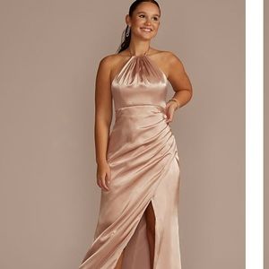 David’s Bridal Galina Signature Tie-Neck Charmeuse Halter Bridesmaid Dress
